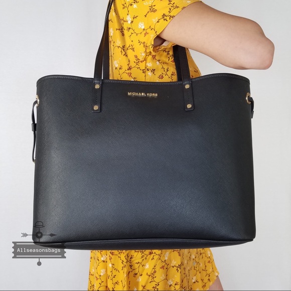 NWT Michael Kors Drawstring Reversible Tote Black - Picture 3 of 8